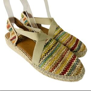 Picon Multicolor Woven Espadrille Slingback Flats Women’s 7.5 Handmade Spain